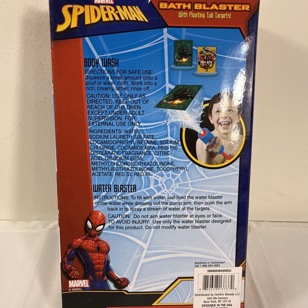 Spiderman Bath Blaster Body Wash Water Blaster‎ & 2 Foam Targets (T56) - Picture 3 of 4